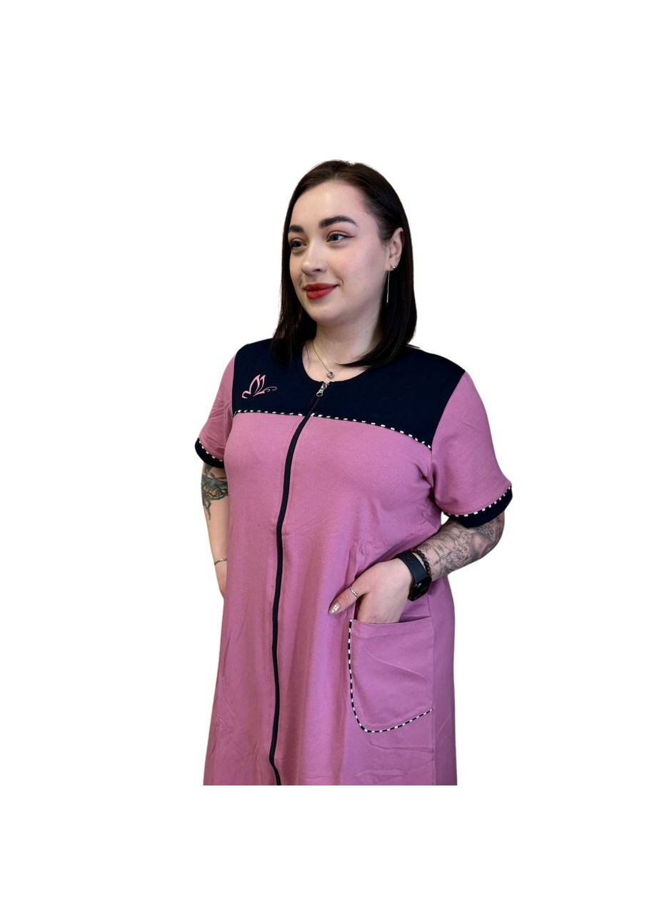 Халат женский хлопковый розовый Надпись 31149 Samo (344589608)