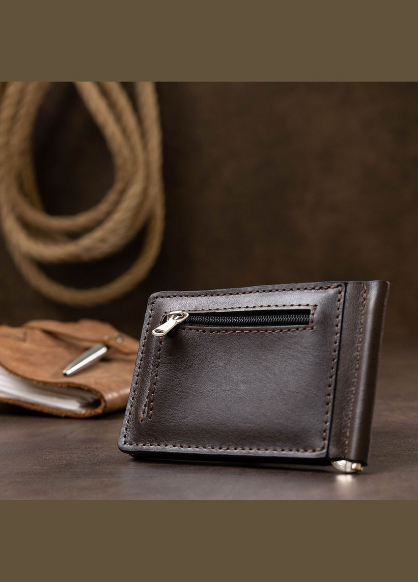 Кожаный мужской зажим для денег с монетницей 11547 Grande Pelle (329147309)