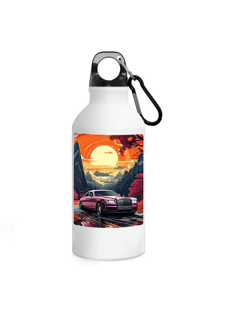 Фляга (бутылка) для воды с карабином Автомобиль Металлическая #05 500 мл Белый No Brand (323639603)