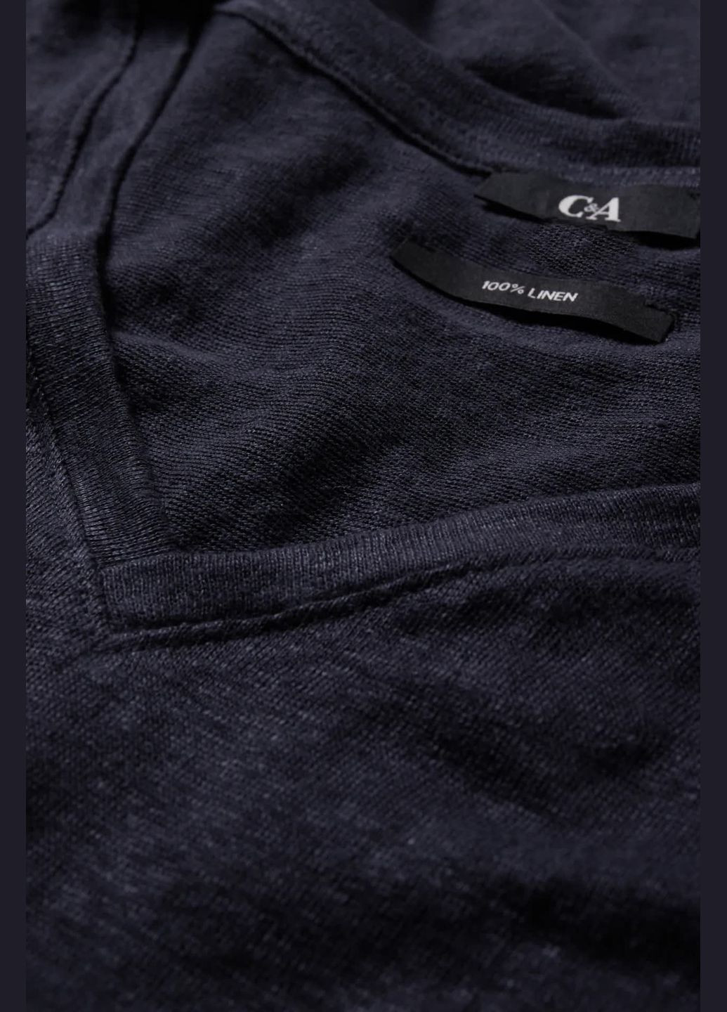 Темно-синяя летняя блуза из льна C&A