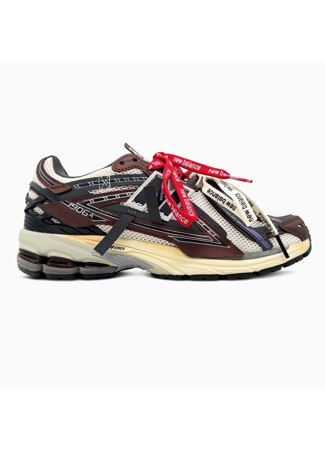 Сірі кросівки чоловічі new balance 1906a grey/burgundy extreme laces нью беланс 1906 сірі демісезон No Brand