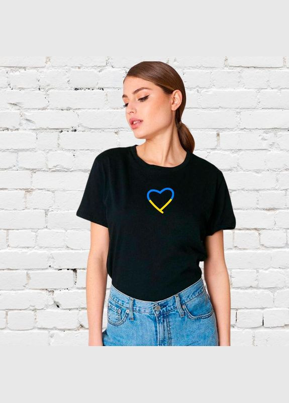 Футболка черная с вышивкой сердце женская (966651-13-3) No Brand - (330820214)