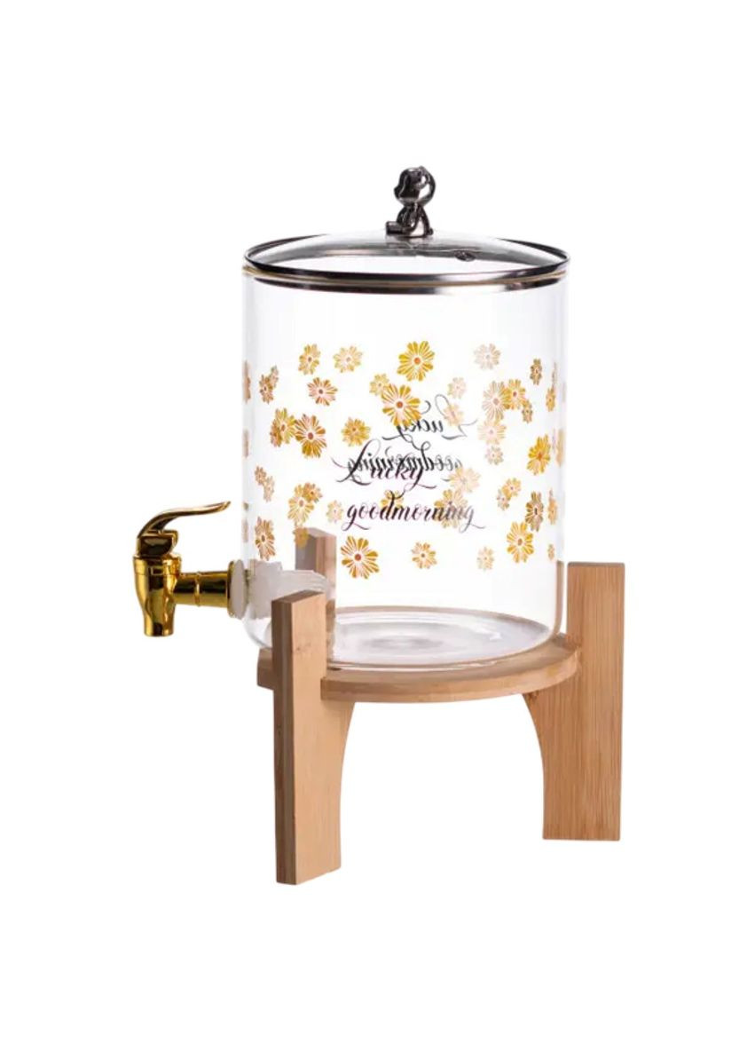 Лимонадниця з краном на дерев'яній підставці 3.6 л скляна лимонадниця диспенсер для напоїв Yiwu (354203260)