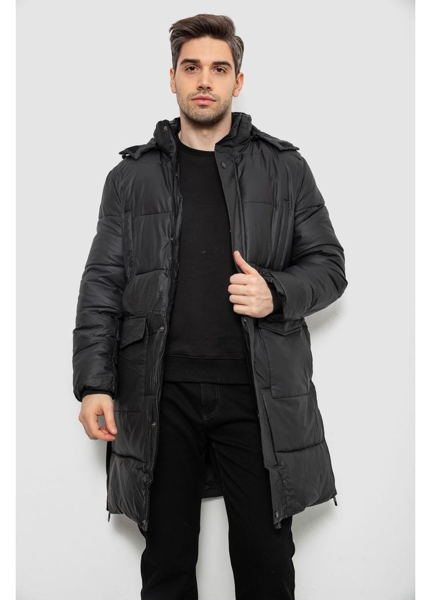 Черная демисезонная куртка мужская зимняя удлиненная,, 244rh76-30 Ager