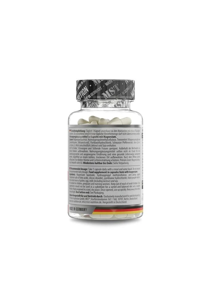 Магний таурат з вітаміном В6 Magnesium Taurate + Vitamin B6, 60 капсул для підтримки нервової та серцево-судинної системи MST (376170880)