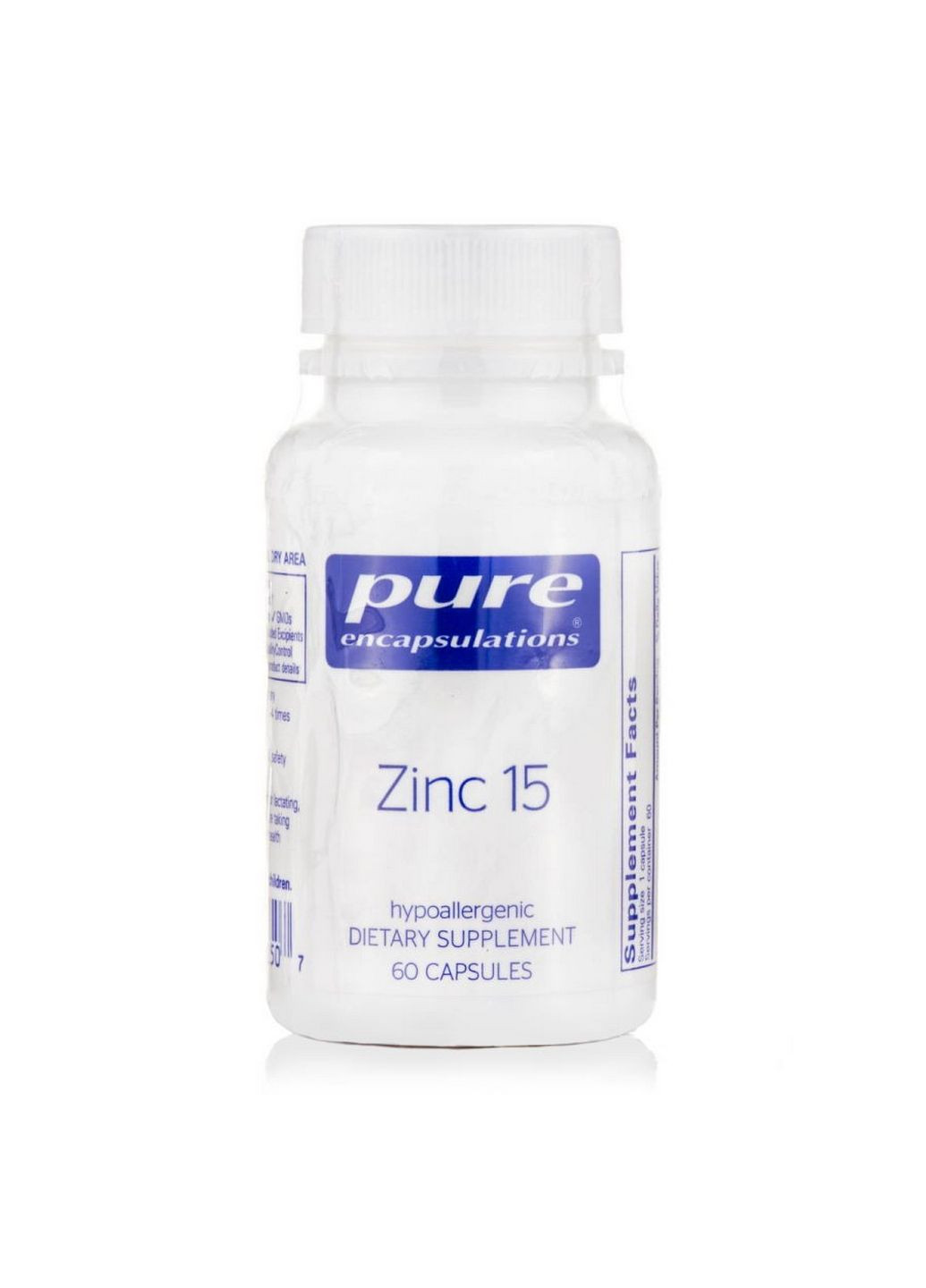 Витамины и минералы Zinc 15 mg, 60 капсул Pure Encapsulations (293483292)