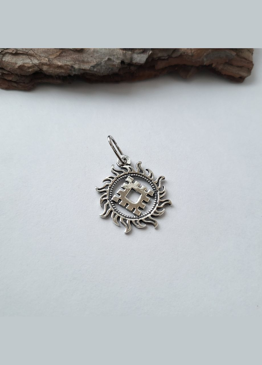 Срібна підвіска кулон Оберіг амулет Реп'ях щастя в Сонці Чорнене срібло 925 проби 89026ч 2.10г No Brand (306743492)
