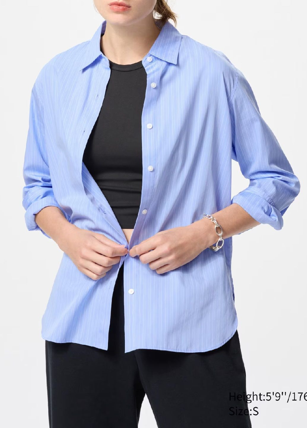 Голубой рубашка в полоску Uniqlo