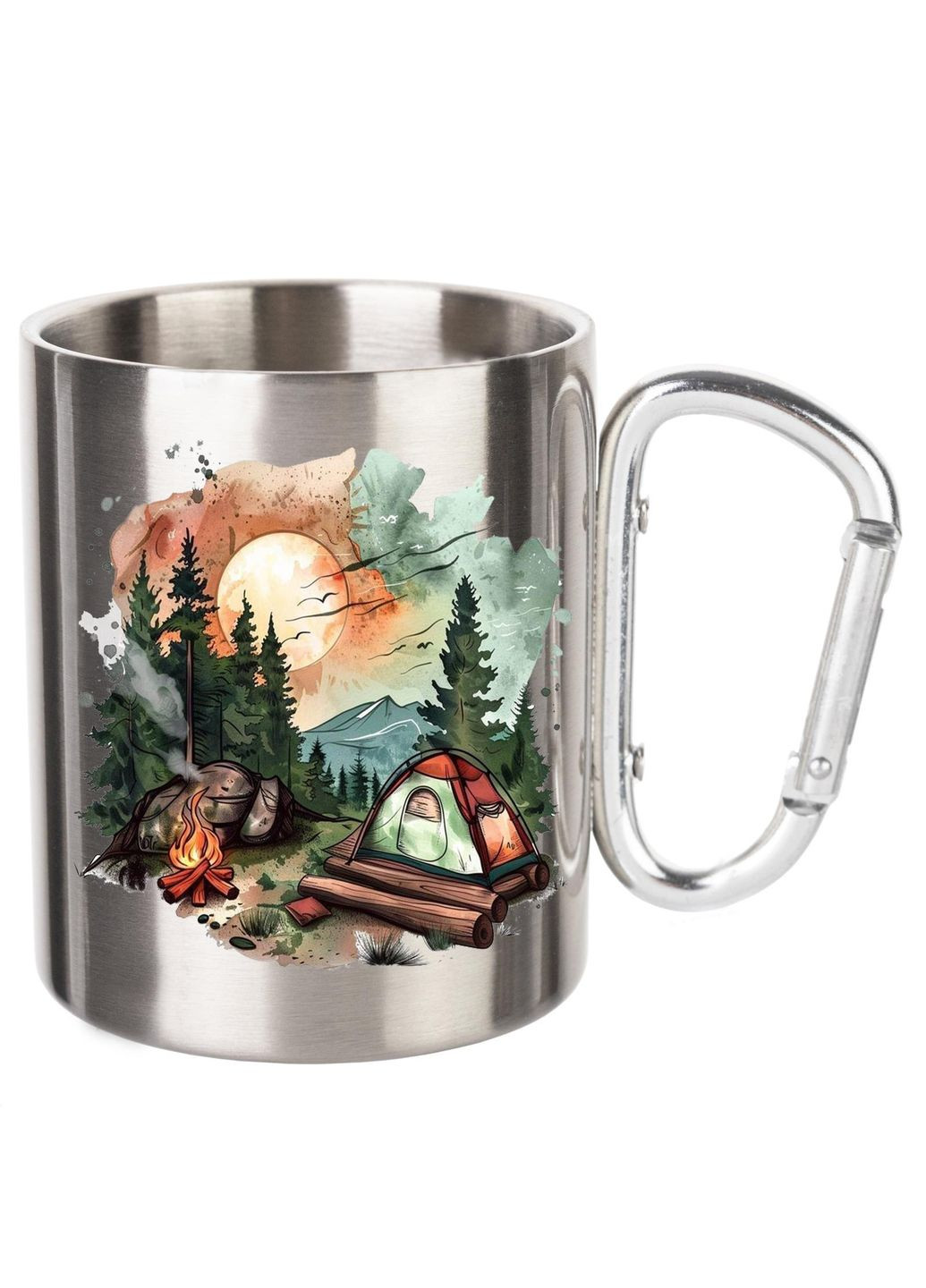 Кружка металлическая с карабином (silver) туристическая 300 мл #0035 silver No Brand (316122452)