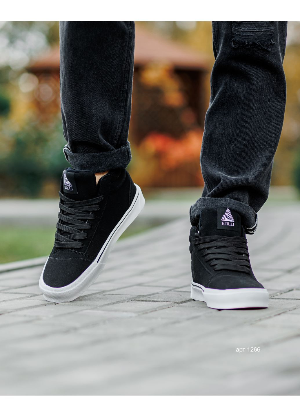 Черные зимние кеды winter city black white Stilli