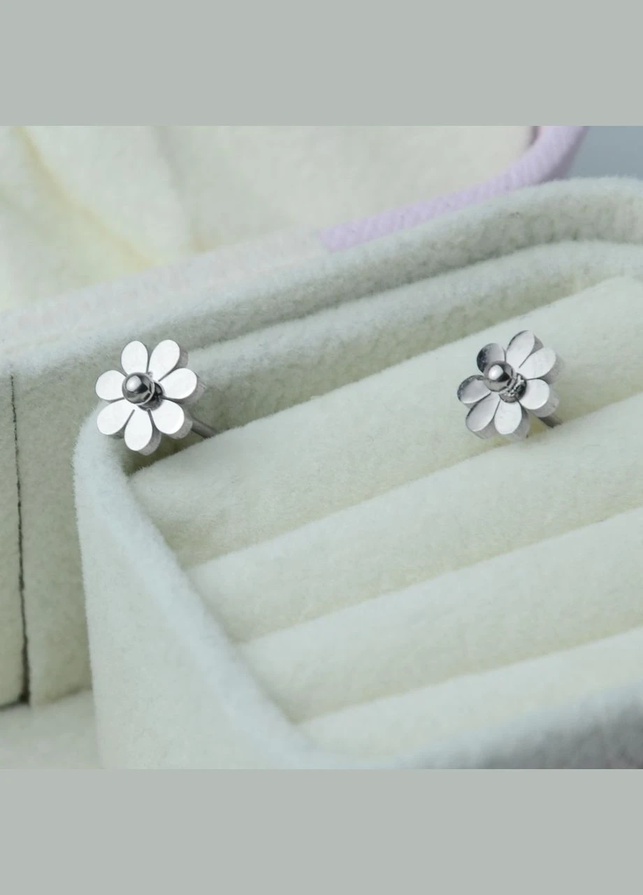 Сережки-гвоздики жіночі з нержавіючої сталі "Flower" (Пара) Royal (346431373)