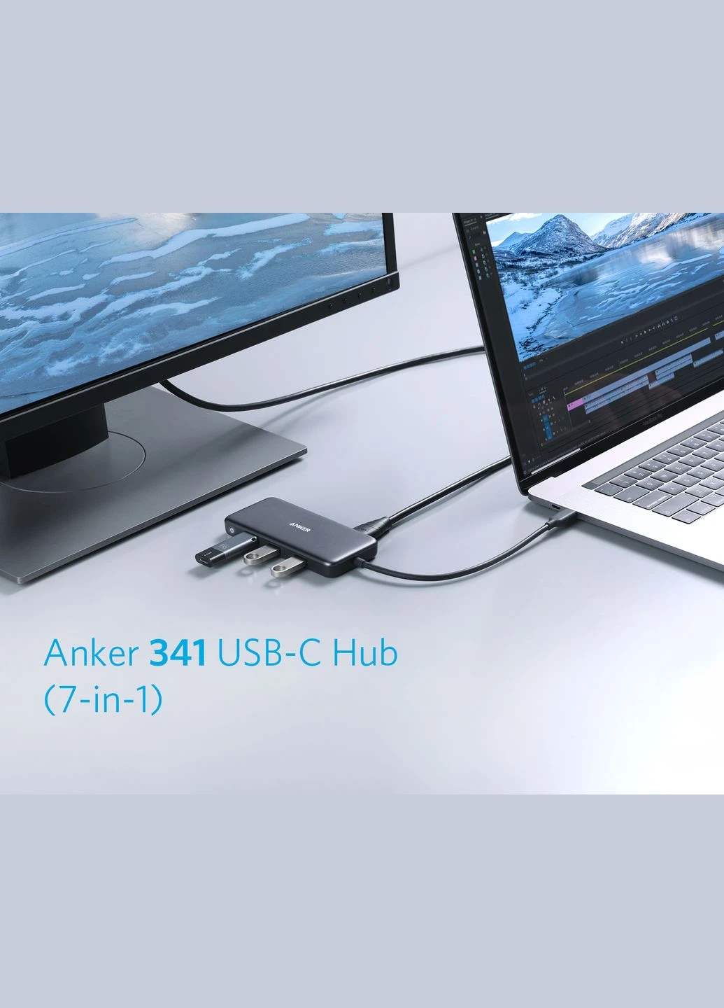 USB-Хаб 341 USB-C Hub (7-в-1) універсальний хаб на 7 портів з підтримкою SD-карт, Grey Anker (336377221)