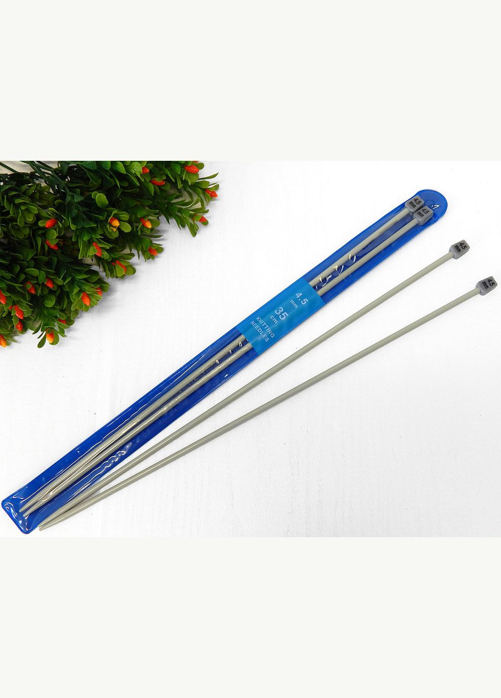 Спицы для вязания длинные, тефлоновые, 4.5 мм, 35 см, 2 шт No Brand (340486055)