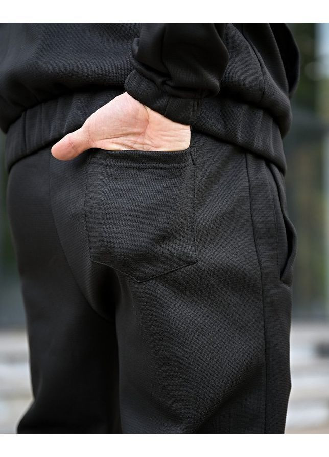 Стильний чоловічий спортивний костюм тринитка на флісі осінь/зима чорний No Brand (363222649)