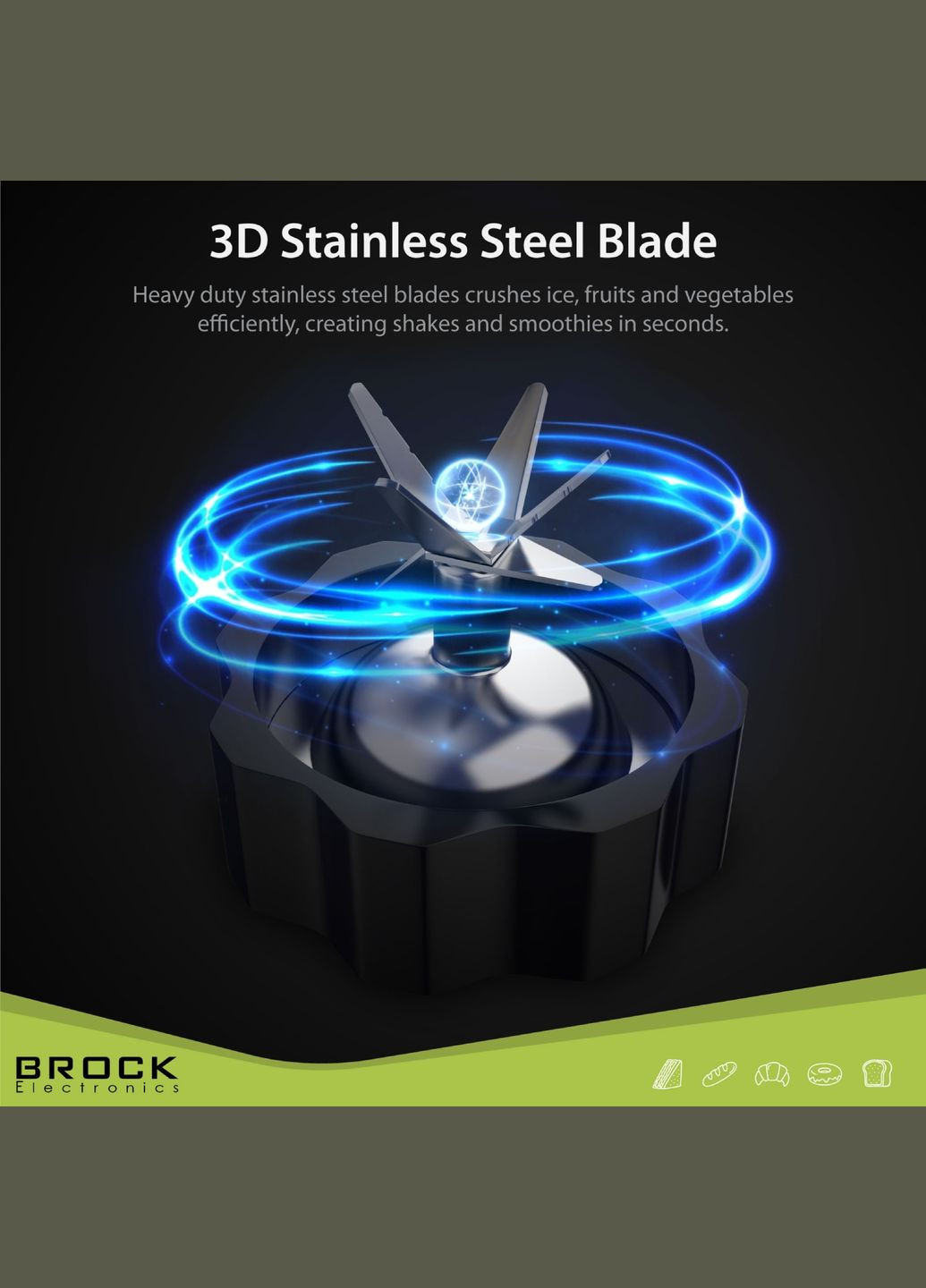 Блендер BL 1502 SS стационарный 500Вт/ стеклянная чаша 1,5л/ PULSE/ 2 быстр./дробление льда/металл BROCK (314748563)