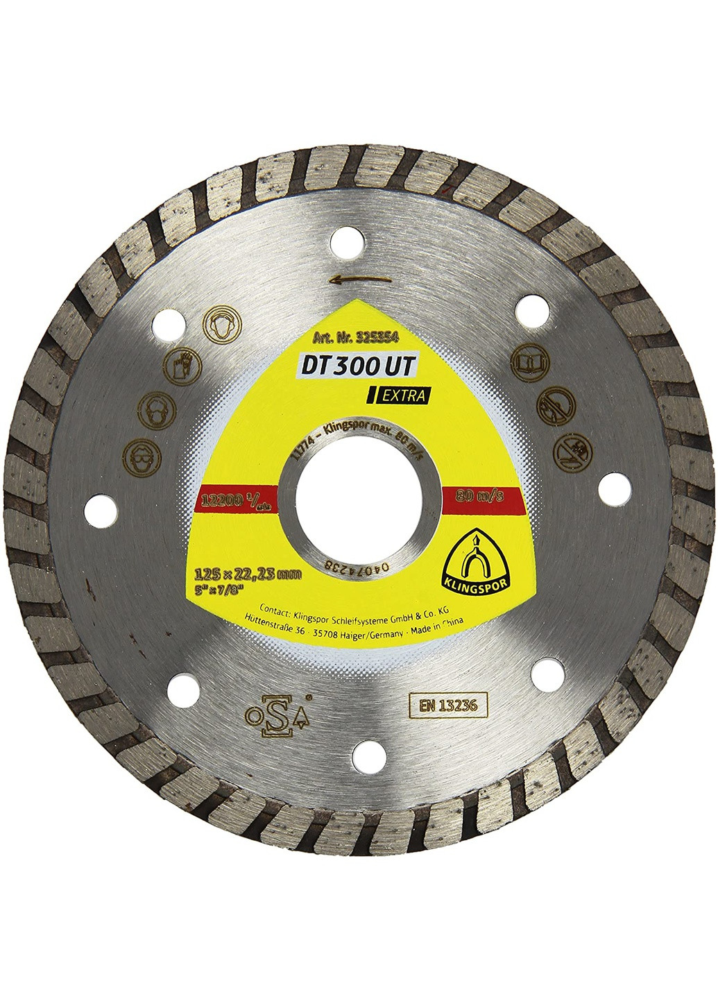 Алмазний диск Extra DT 300 UT (125х22.23 мм) круг відрізний турбо по бетону (21708) Klingspor (267819758)