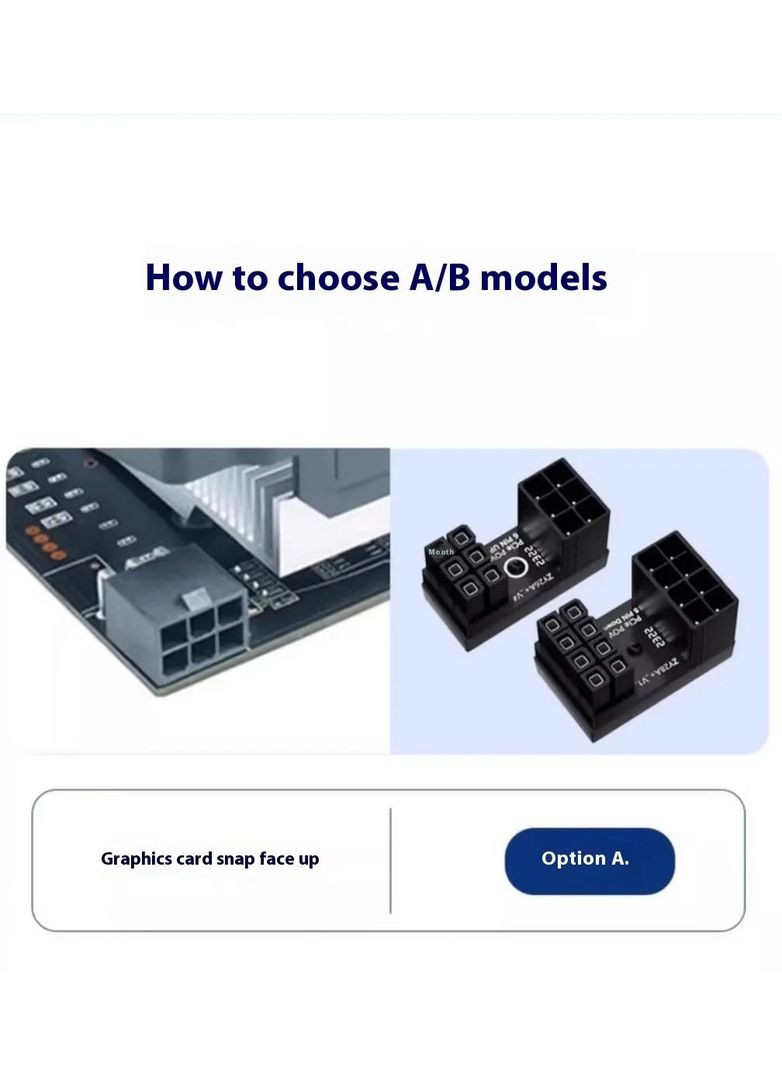 Адаптер живлення PH38A GPU ATX 8pin 180° Кутовий конектор PCI-E для відеокарти низькопрофільний реверс No Brand (370799230)