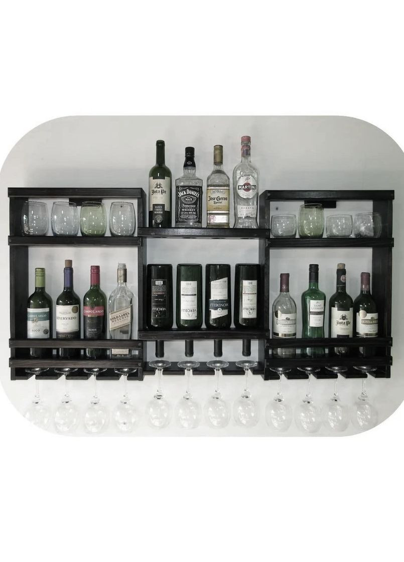 Настенная винная полка из дерева Кофу венге (ПНК-001912) No Brand (327425691)