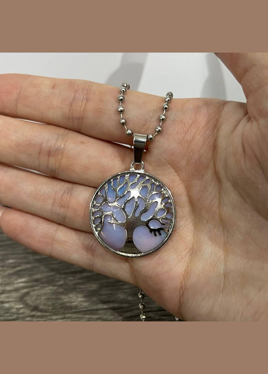 Подвеска с натуральным Лунным камнем в оправе "Древо жизни" на цепочке в подарочной коробочке Овен (331291796)