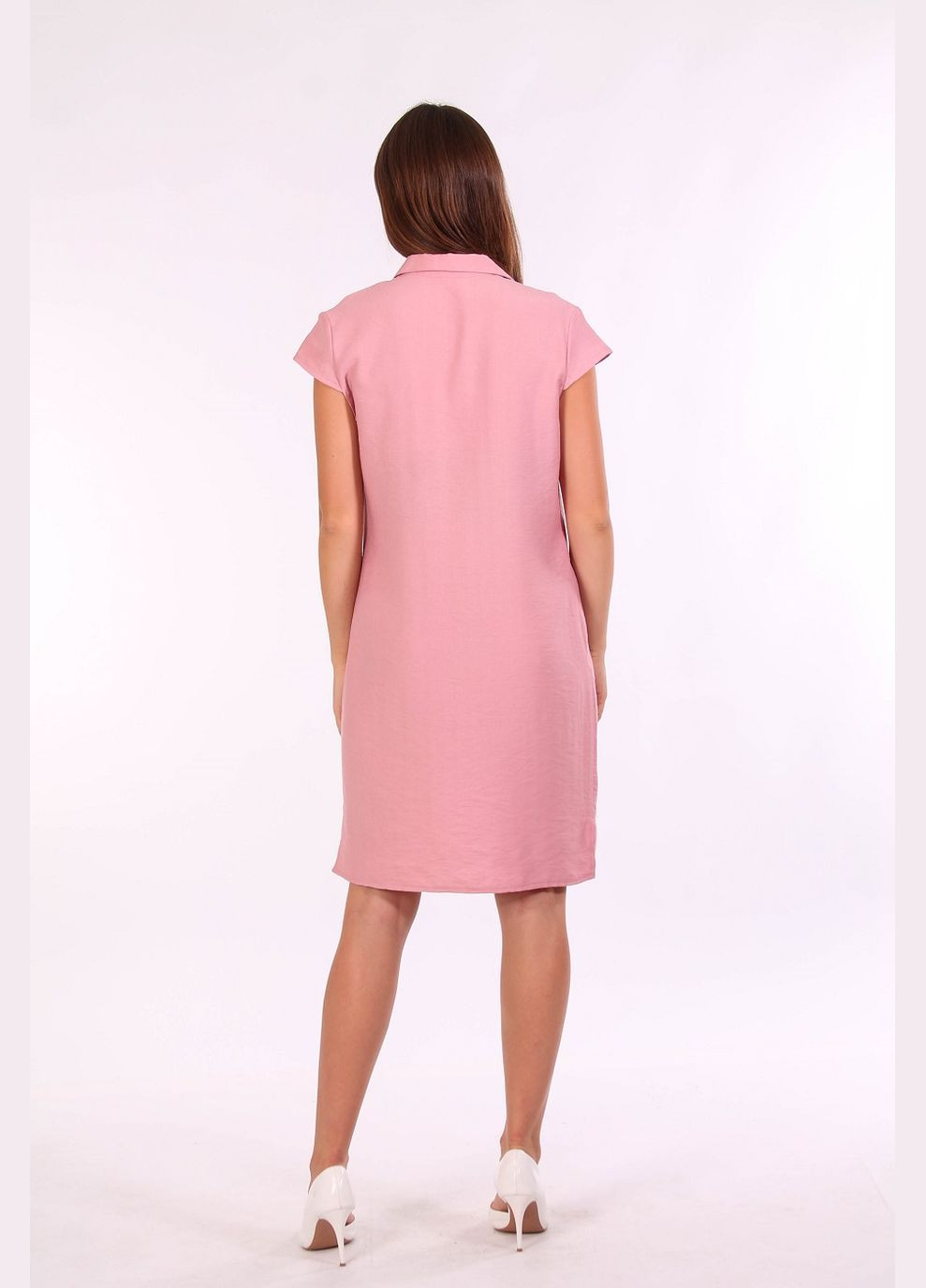 Пудрова кежуал сукня літня жіноча 0041 льон жатка пудрова Актуаль