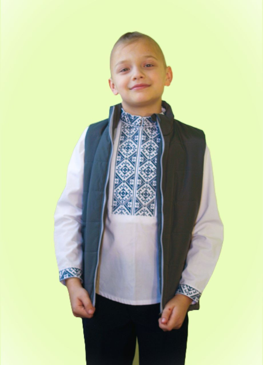 Жилетка дитяча весна/осінь без капюшона 128 розмір із кишенями колір Handmade (324252706)