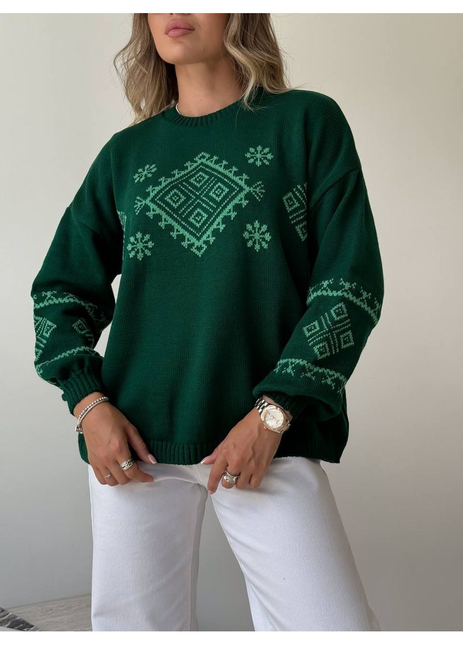 Смарагдовий демісезонний вʼязаний светр вишиванка колір темна пудра джемпер BANG__BOOOM