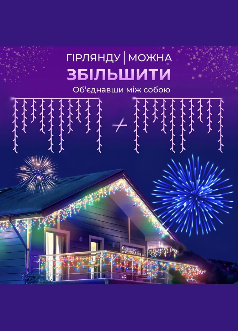 Гірлянда вулична світлодіодна 90 LED 3 метри білий дріт бахрома 18 ниток 3МWML Garlando (353502083)