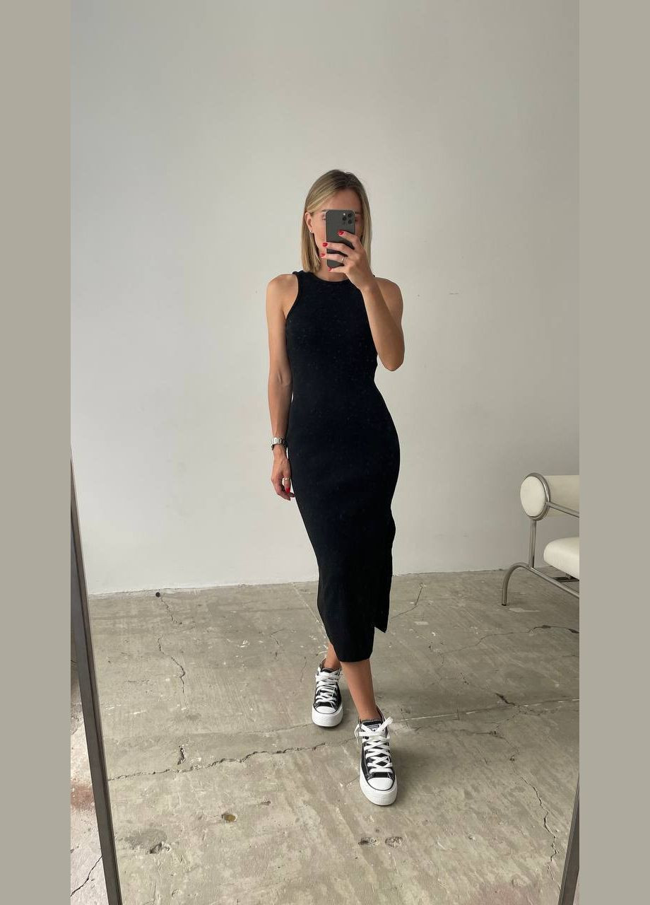 Чорна повсякденний жіноча сукня - майка в рубчик футляр Україна однотонна