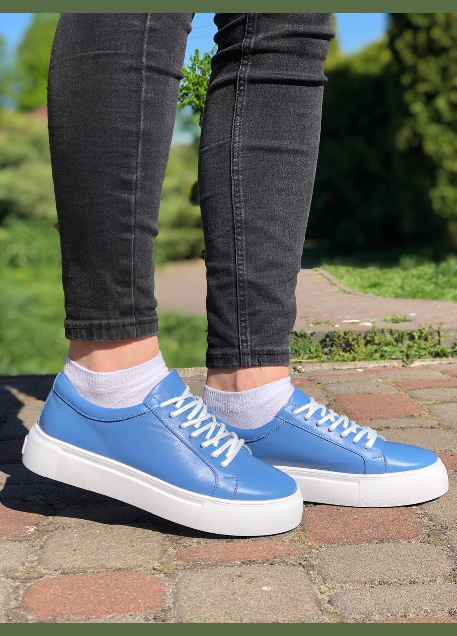 Жіночі кросівки шкіряні блакитні (1235) No Brand блакитні демісезони (313293341)