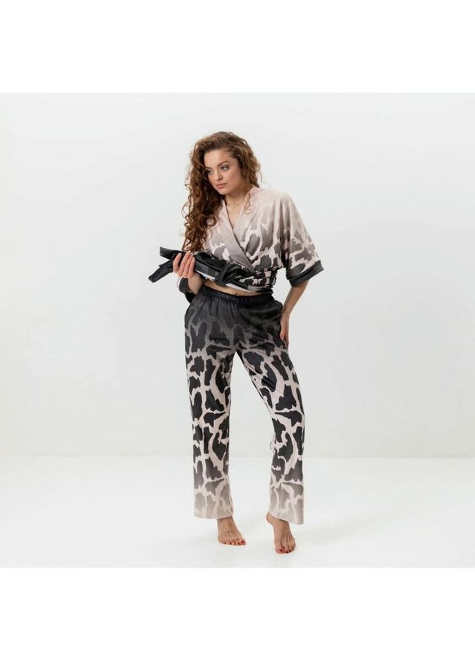 Комбінована всесезон комплект жіночий з плюшевого велюру штани та халат ніжність 3448_l 16077 l FlexDress