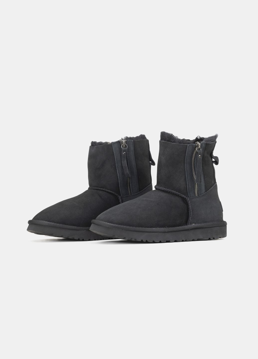 Угг із змійкою Чорні Шкіряні Classic Black Leather Zip UGG (314860358)
