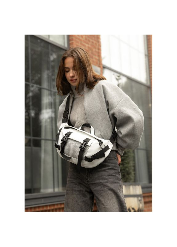 Велика жіноча поясна сумка бананка DynamicDart біла Sambag (322870461)