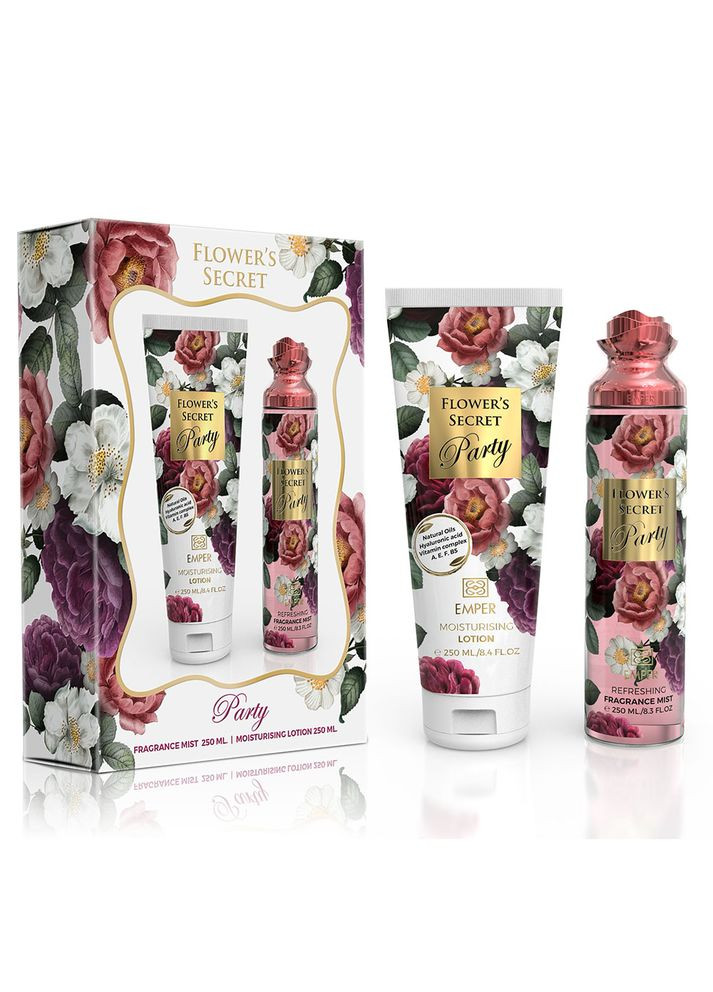 Подарочный набор женский Flower'S Secret Party 250 мл body mist + 250 мл body lotion Emper (307922987)
