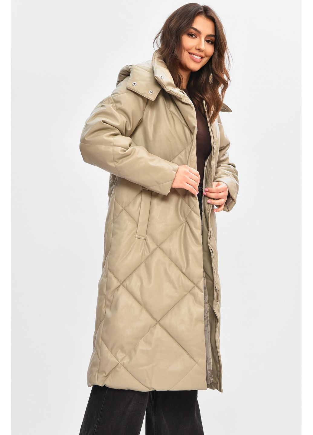 Серая зимняя куртка женская зимняя серого цвета Let's Shop