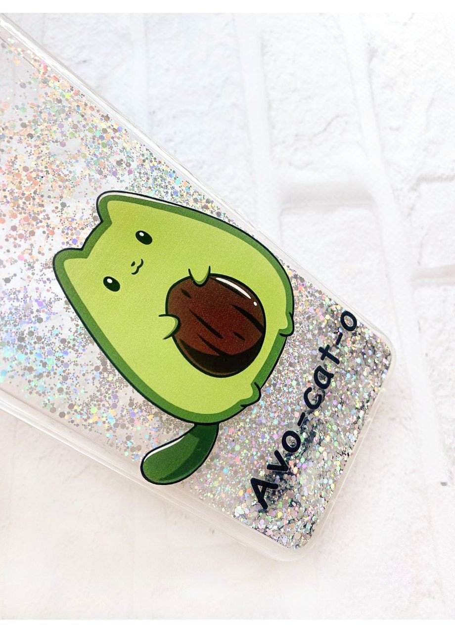 Чехол с плавающими блестками на Xiaomi Redmi Note 10 Pro/10 Pro Max Котик Авокадо (принт 306) CASE CONTROL (360660003)