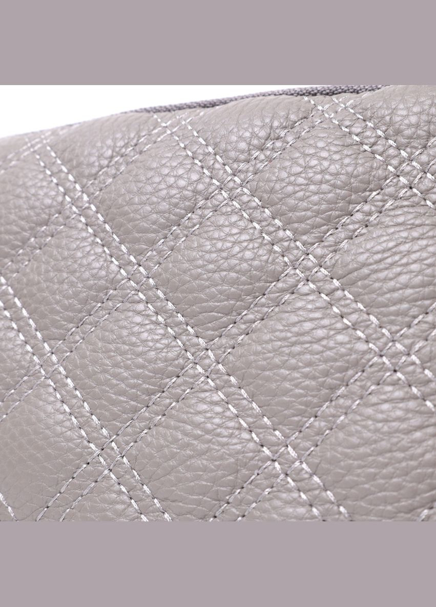 Зручна сумка жіноча прошита ромбами на лицьовій стороні з натуральної шкіри сірий 19,5х12,5х7 см 22810 Vintage (329197968)