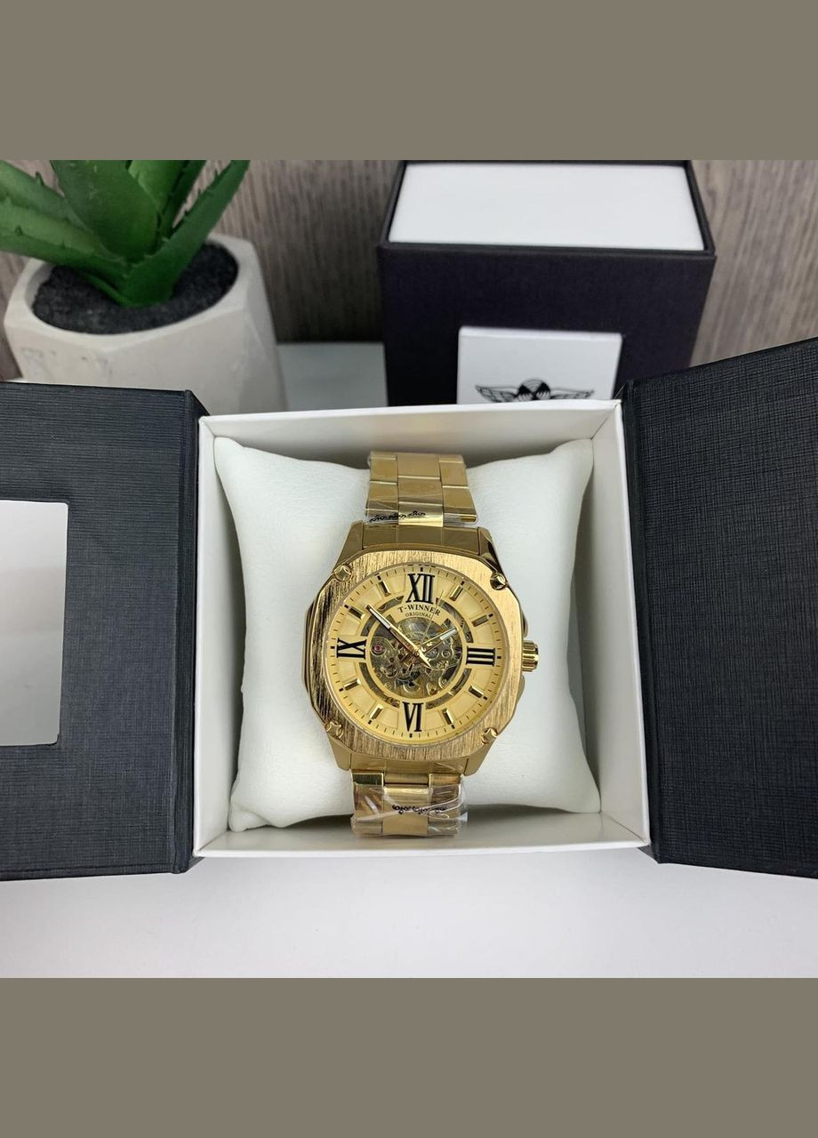 Якісний чоловічий механічний годинник GMT-1159 Gold золото, наручний годинник Віннер скелетон 2022 Winner (334729459)