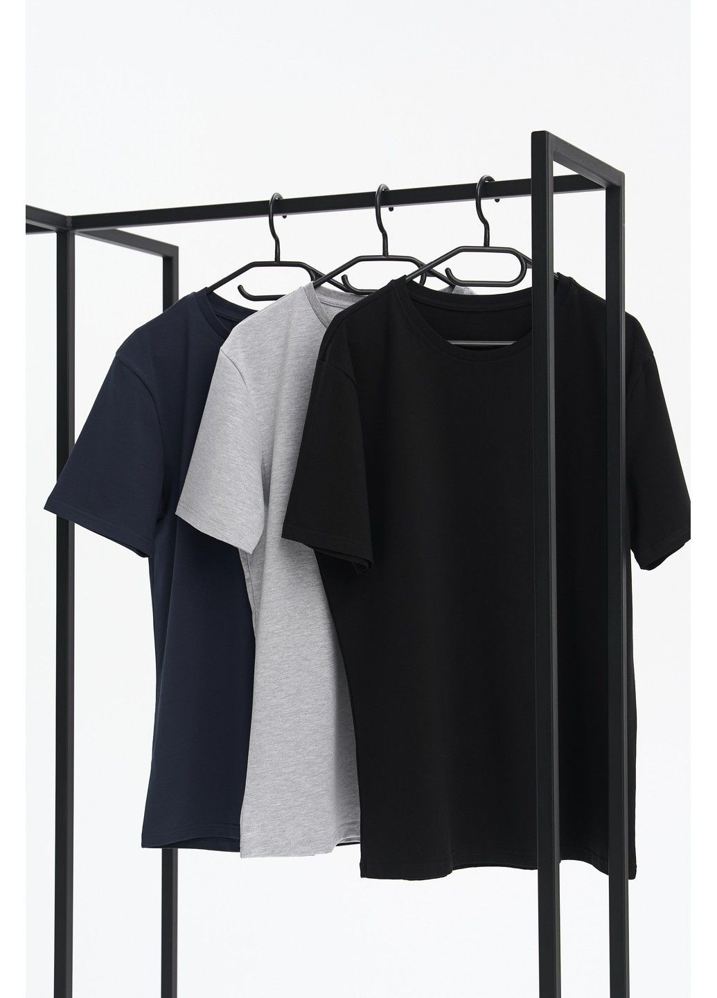 Комбинированная набор мужских футболок cotton basic 3 шт (синяя, серый меланж, черная) Handy Wear