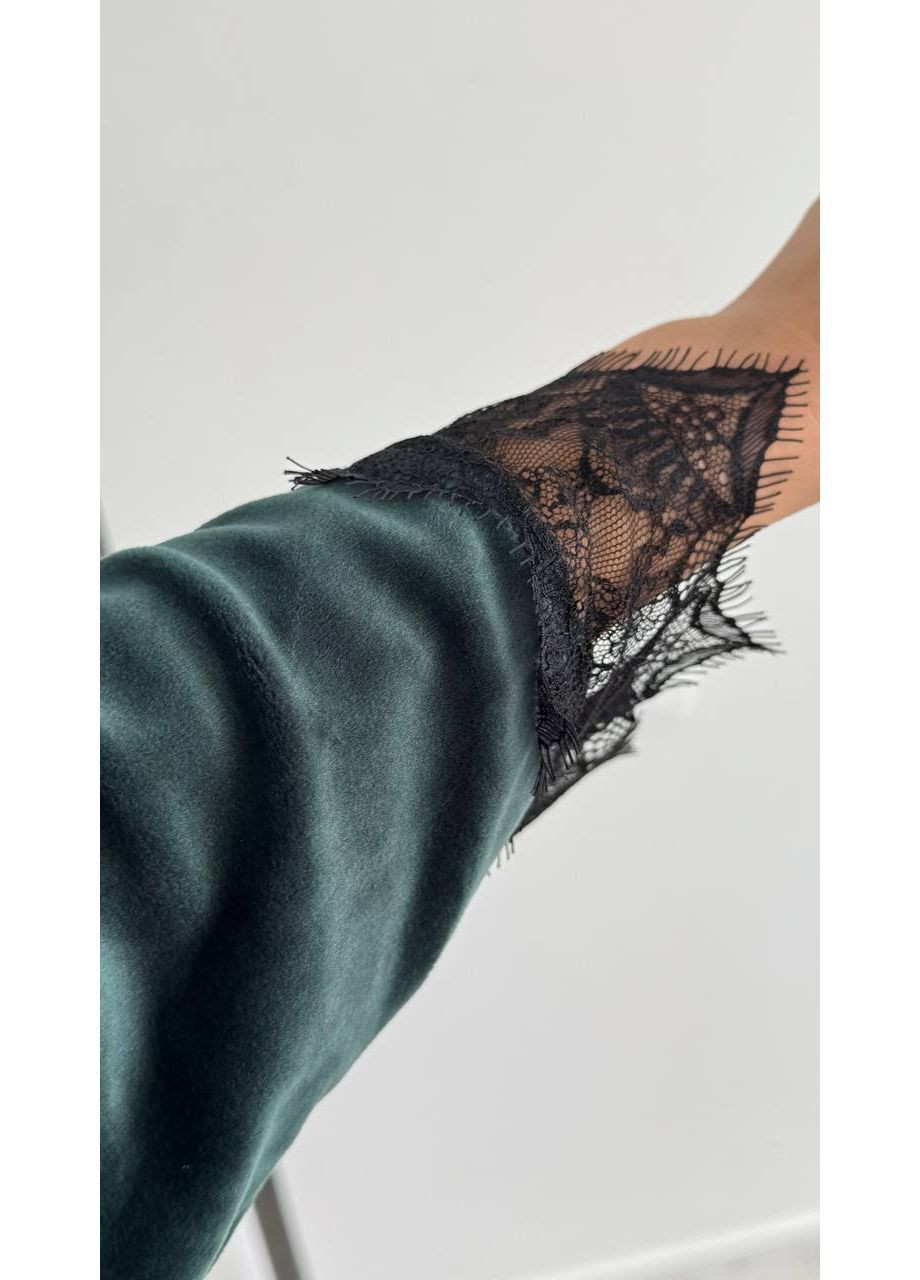 Халат 7006 велюр з мереживом та поясом Україна (369589107)