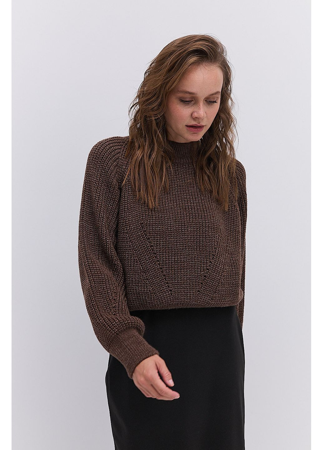 Вязаная женская кофта темно-серая с рукавами-регланами Arjen (364967532)