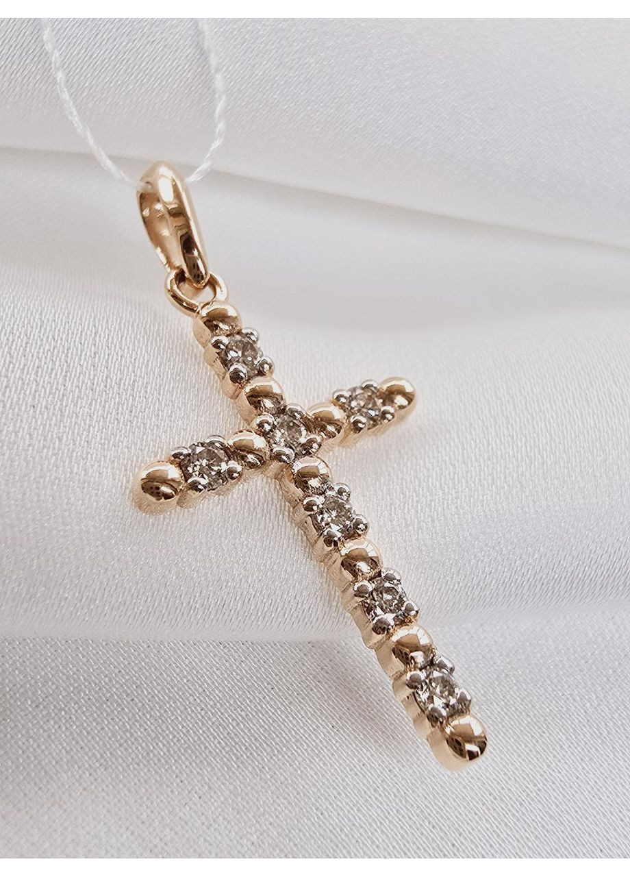 Золотой крестик с бриллиантами, красное золото 585 пробы. SOVA jewelry house (365268275)