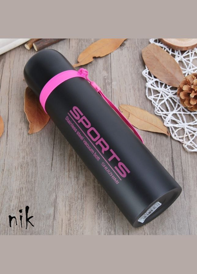Стилиный термос Sports 500мл з кухлем 4 кольори Рожевий AD (333827528)