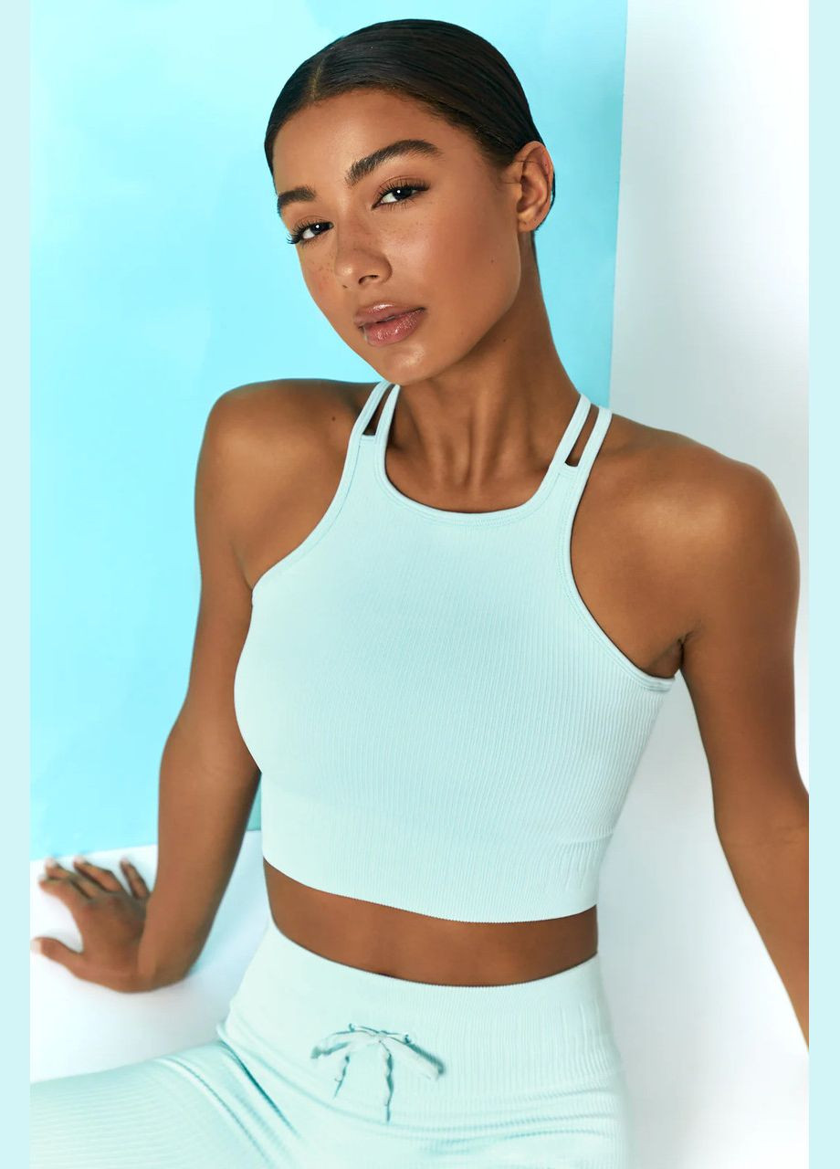 Спортивний костюм у рубчик (топ та легінси) голубого кольору, розмір M Trends (330757843)