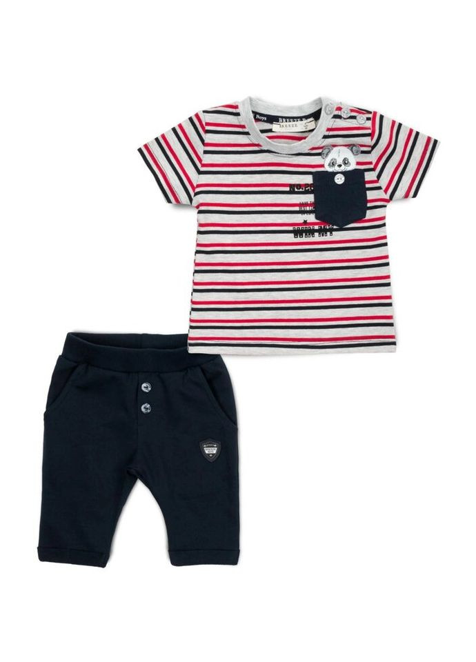 Комбинированный летний набор детской одежды в полосочку (14288-86b-red) Breeze