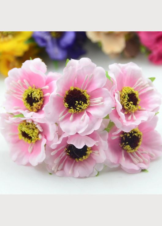Штучні квіти Дикий мак, букетик, 5 см, рожеві, 6 шт No Brand (340482889)