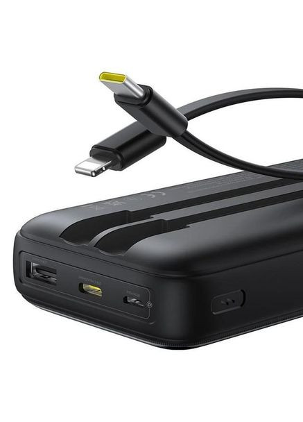 Павербанк Lipow 20000 mah 22.5 Вт Dual‑Cable Power Bank з 2 вбудованими кабелями Type-C і Lightning та швидкою зарядкою УМБ Baseus (370872795)