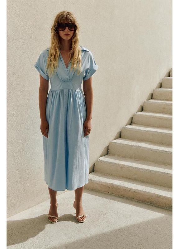 Голубое платье-рубашка Zara