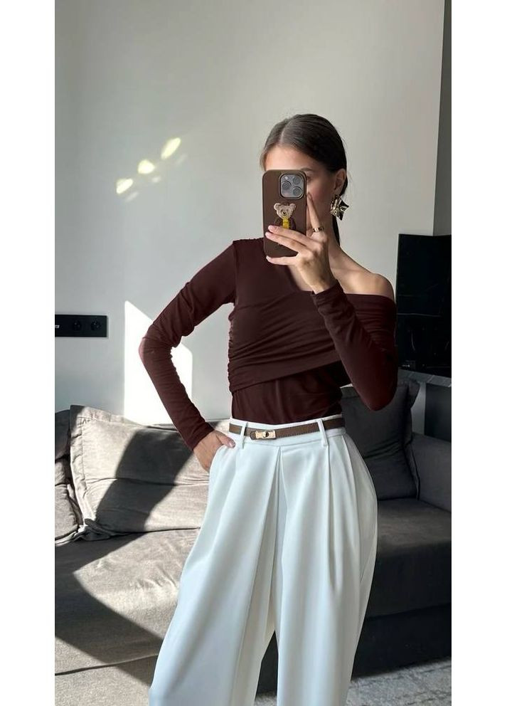 Жіноче бодіі з драпіруванням та довгим рукавом MonCher (349453374)