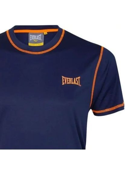 Темно-синяя футболка мужская тёмно-синяя с оранжевыми швами Everlast