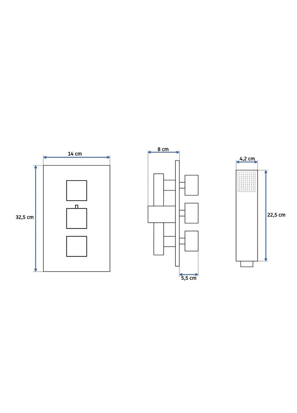 Змішувач для ванни та душу BRITO CHROME з термостатом + BOX прихованого монтажу Rea (336932968)